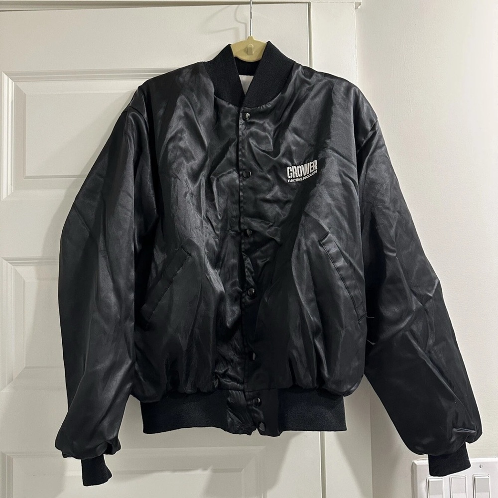 Vintage Crower Racing Products Double Sided Car Patch Retro Satin Bomber Jacket